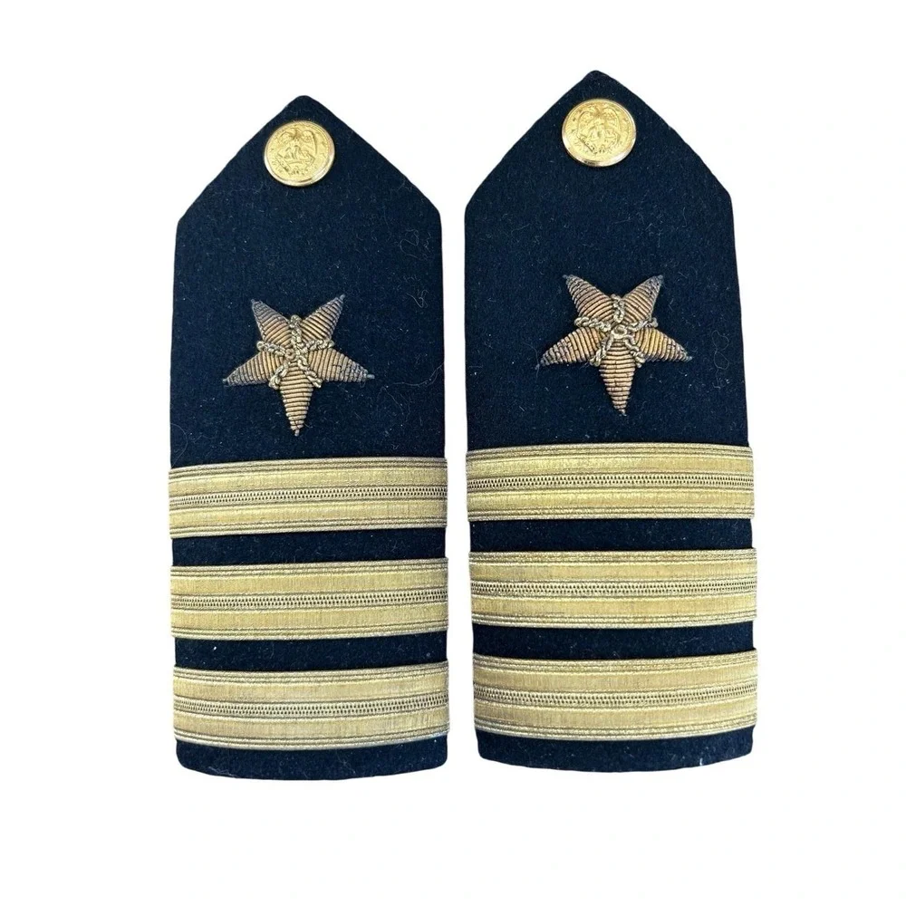 Vintage US Navy Commander Epaulettes Bullion Star WWII Era Dress Uniform boards
